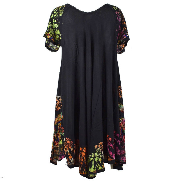 Robe Grande Taille Bonki Noir et Batik Multicolore JK-602/B