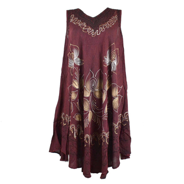 Robe Subai Floral Peint Gold et Silver JK-204 Bordeaux