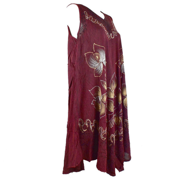 Robe Subai Floral Peint Gold et Silver JK-204 Bordeaux