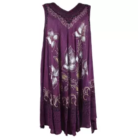 Robe Subai Peint Gold et Silver Floral JK-204 prune