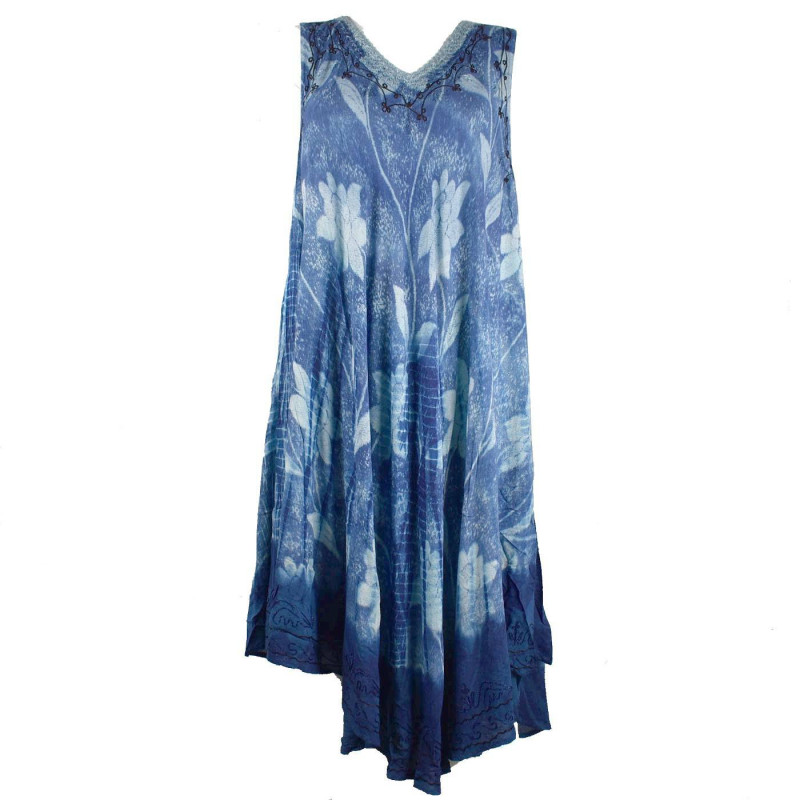 Robe Grande Taille Tandur Tie Dye JK-811 Bleu