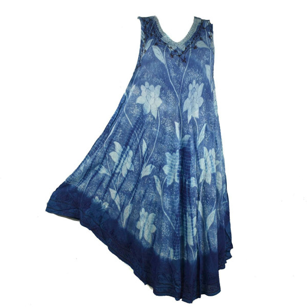 Robe Grande Taille Tandur Tie Dye JK-811 Bleu