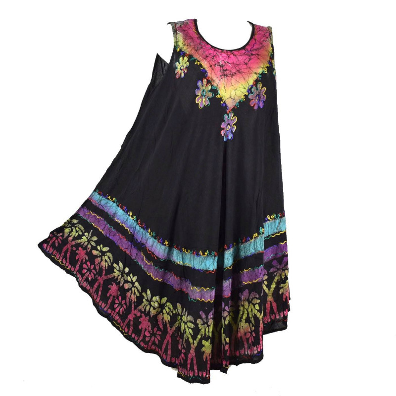 Robe Grande Taille Velgi Noir et Batik BT-501/A