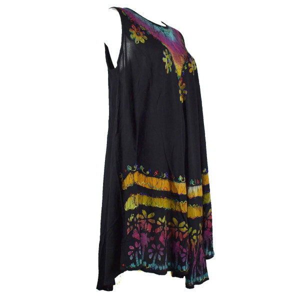 Robe Grande Taille Velgi Noir et Batik BT-501/B