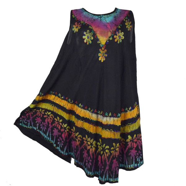 Robe Grande Taille Velgi Noir et Batik BT-501/B