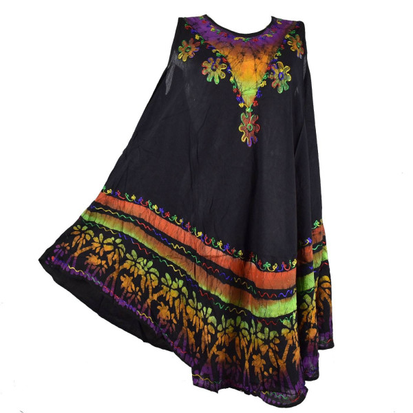 Robe Grande Taille Velgi Noir et Batik BT-501/C