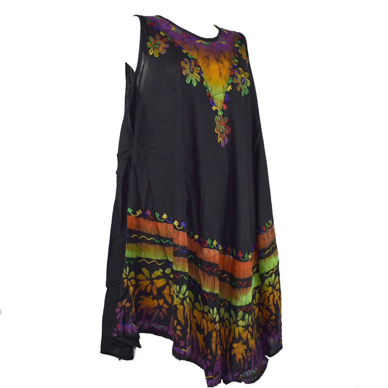 Robe Grande Taille Velgi Noir et Batik BT-501/C