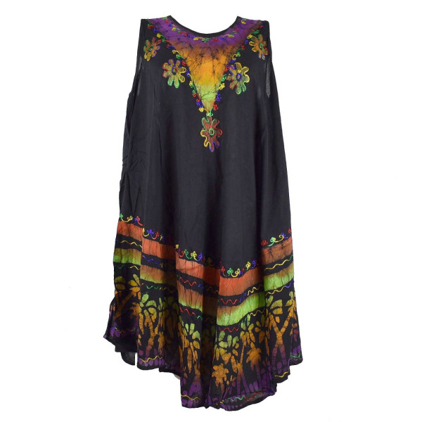 Robe Grande Taille Velgi Noir et Batik BT-501/C