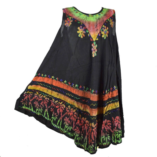 Robe Grande Taille Velgi Noir et Batik BT-501/D