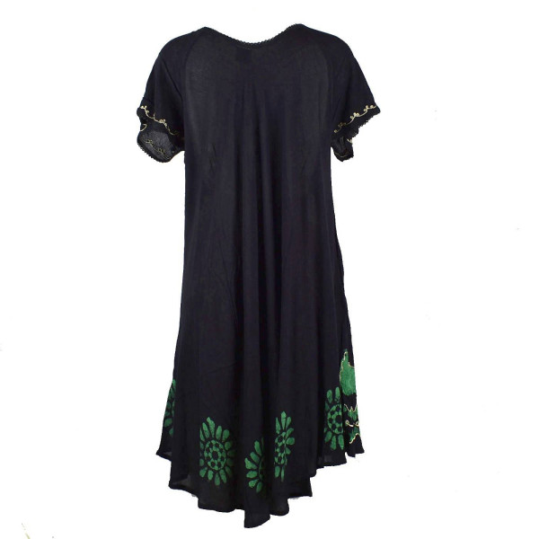 Robe Grande Taille Nambi Noir et Batik Vert BT-616