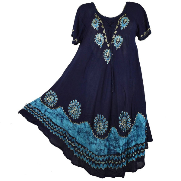 Robe Grande Taille Nambi Marine et Batik Bleu BT-616