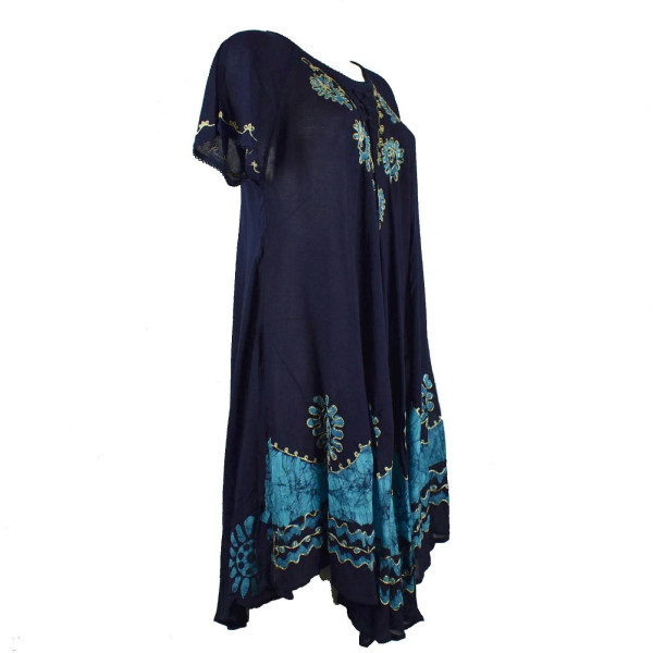 Robe Grande Taille Nambi Marine et Batik Bleu BT-616