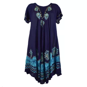 Robe Grande Taille Nambi Marine et Batik Bleu BT-616