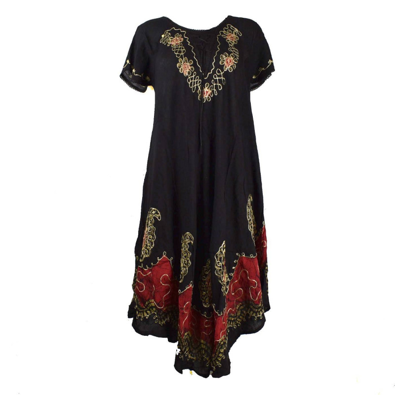 Robe Longue Namba Noir et Batik rouge BT-1222 Robe Longue Namba Noir et Batik rouge BT-1222