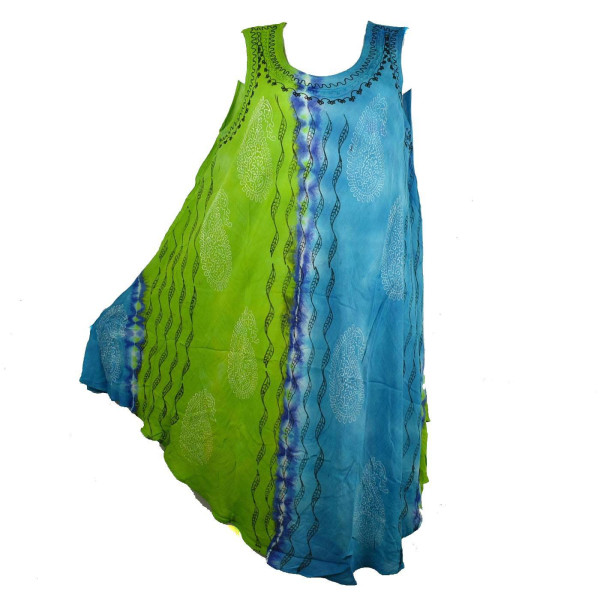 Robe Karanja Deux Tons Turquoise et Anis JK-1314