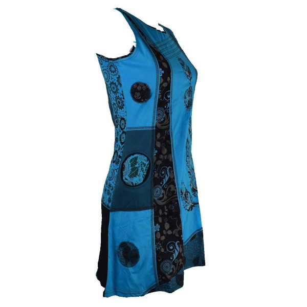 Robe Courte Harda Imprimé Ethnique EV18-03 Turquoise