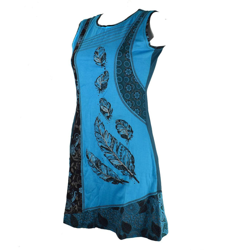 Robe Courte Harda Imprimé Ethnique EV18-03 Turquoise