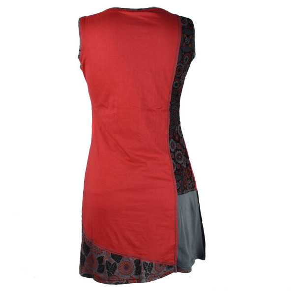 Robe Courte Harda Imprimé Ethnique Rouge