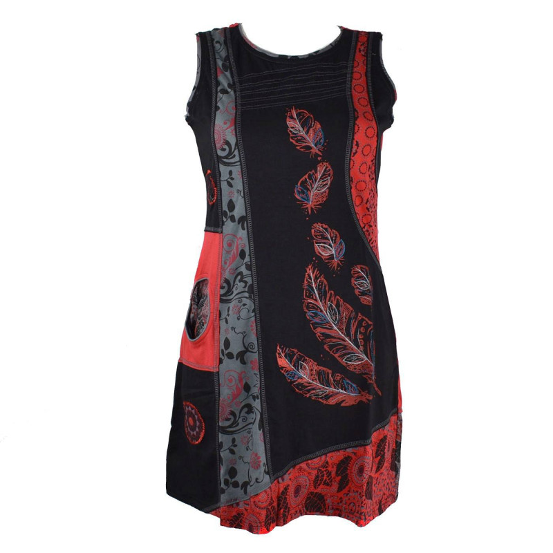 Robe Courte Harda Imprimé Ethnique Rouge