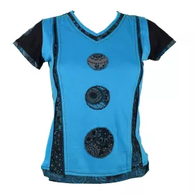 Top Zimia Mi- Manches en Maille Jersey Turquoise