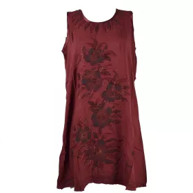 Robe Courte Temla Peint Artisanal Floral JK-002 Bordeaux