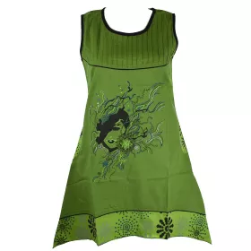 Robe Tal Coton Popeline Imprimé Ethnique Vert Gazon