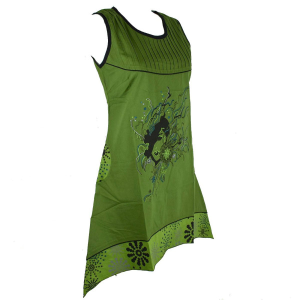 Robe Tal Coton Popeline Imprimé Ethnique Vert Gazon