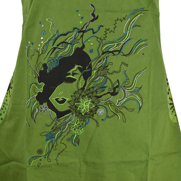 Robe Tal Coton Popeline Imprimé Ethnique Vert Gazon