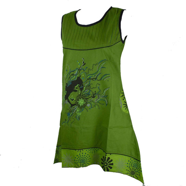 Robe Tal Coton Popeline Imprimé Ethnique Vert Gazon