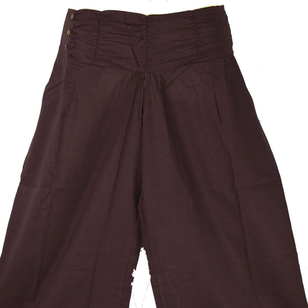 Pantalon Femme Naricha Coton Uni Marron