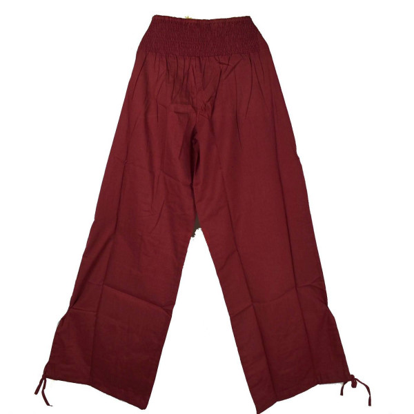 Pantalon Femme Naricha Coton Uni Bordeaux