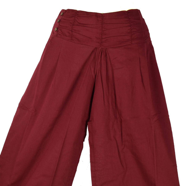 Pantalon Femme Naricha Coton Uni Bordeaux