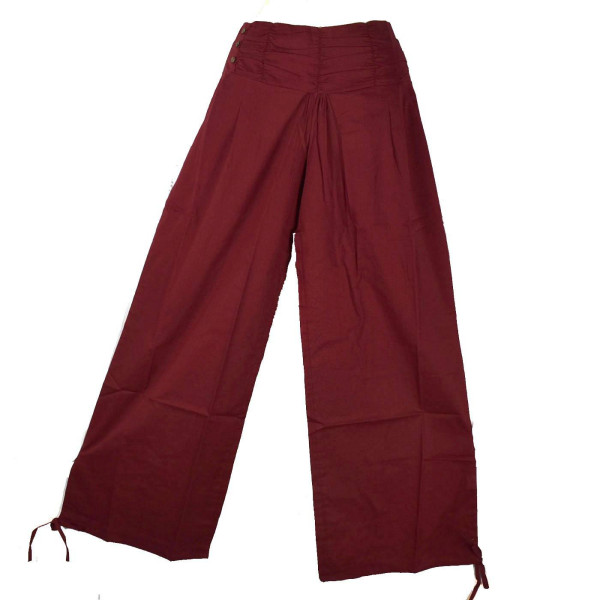 Pantalon Femme Naricha Coton Uni Bordeaux