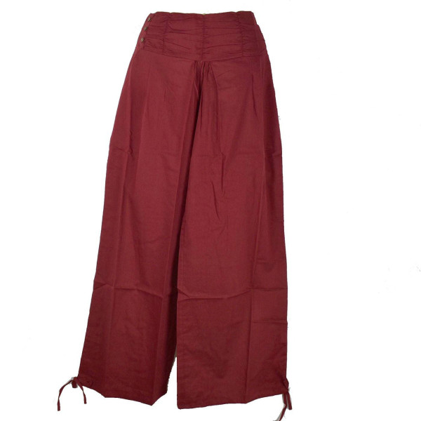 Pantalon Femme Naricha Coton Uni Bordeaux