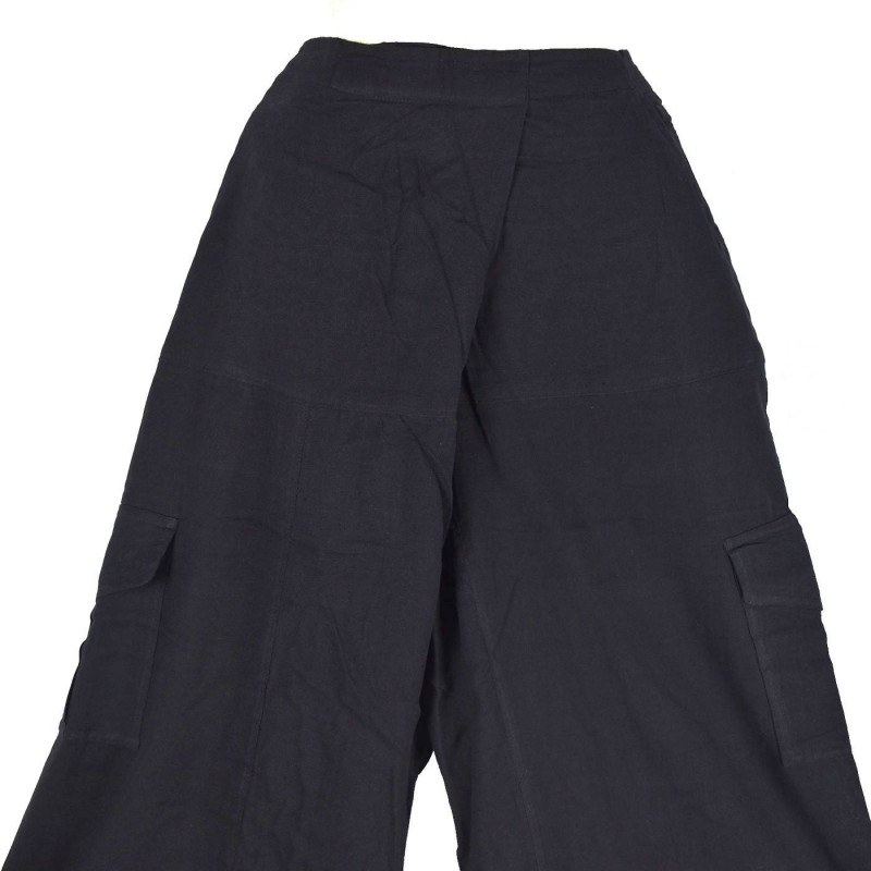 Pantalon Nisi Yoga Coton Artisanal Tramé Noir