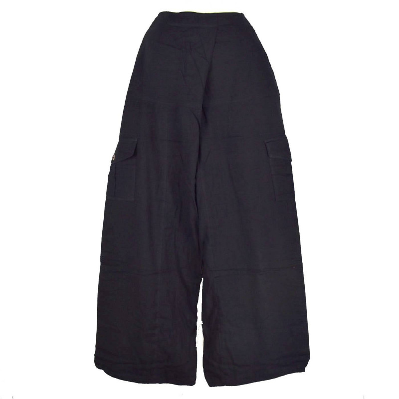 Pantalon Nisi Yoga Coton Artisanal Tramé Noir