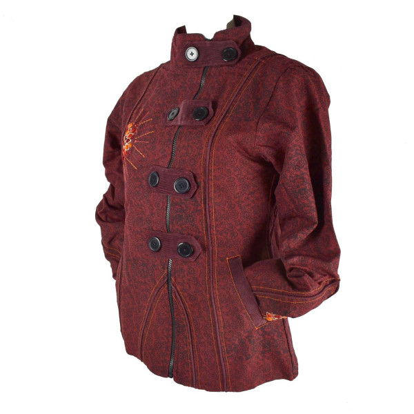 Veste Femme Myori Col Impérial Bordeaux