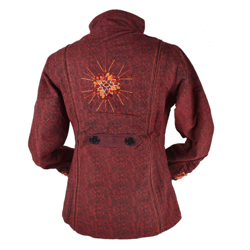 Veste Femme Myori Col Impérial Bordeaux