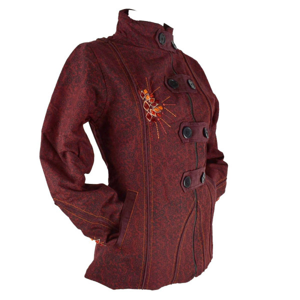 Veste Femme Myori Col Impérial Bordeaux