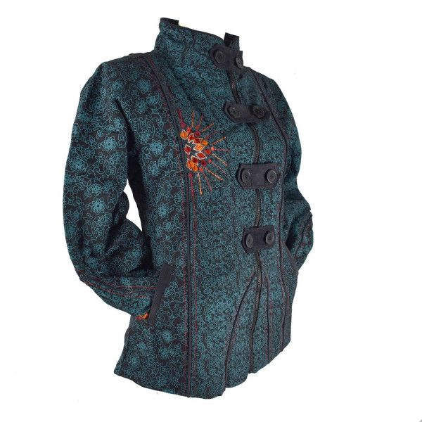 Veste Femme Myori Col Impérial Bleu Pétrole