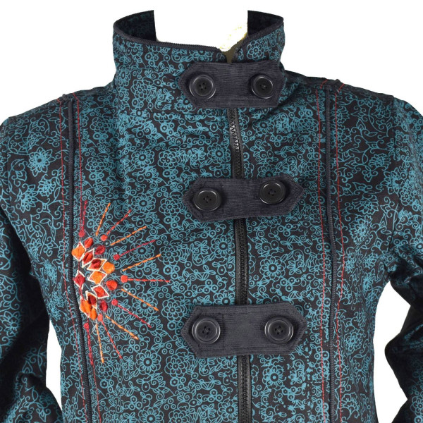 Veste Femme Myori Col Impérial Bleu Pétrole