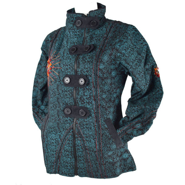 Veste Femme Myori Col Impérial Bleu Pétrole