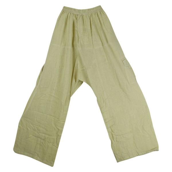 Pantalon Nisi Détente Yoga Coton Artisanal Uni Ecru