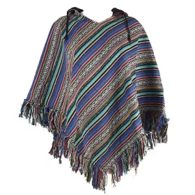 Poncho Valmiki Coton Artisanal Motifs géométriques