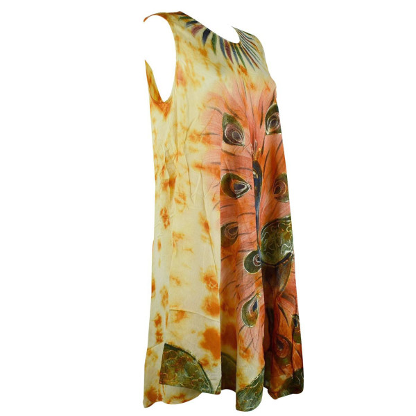 Robe Grande Taille Peacock Peint JK-424 Ton Oranger