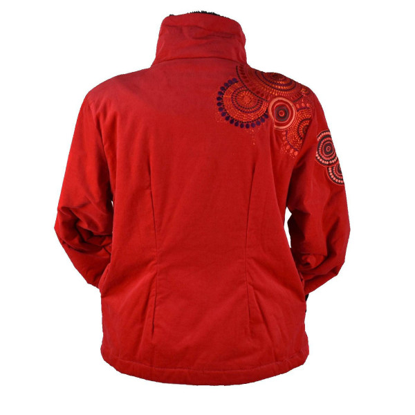 Veste Velours Ghati Rouge Doublure Fourrure Polaire