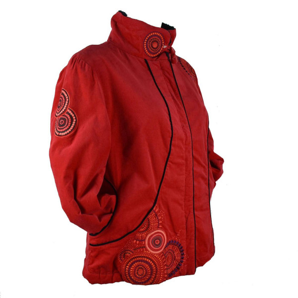 Veste Velours Ghati Rouge Doublure Fourrure Polaire