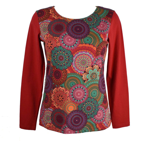 Tee-Shirt Shiba Femme Jersey Ethnique Multicolore