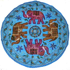 Tapisserie Murale Brodé Eléphants Inde NP-5/B