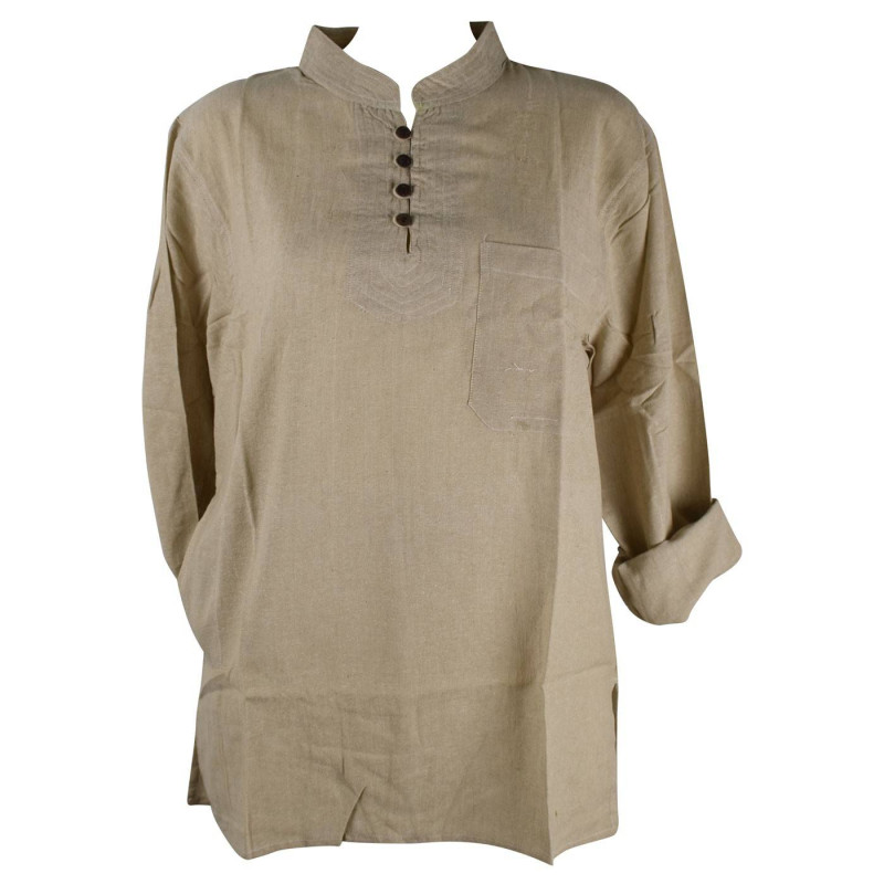 Chemise Homme Khudi Coton Naturel Tramage Artisanal SD-02 F/S ecru Chemise Homme Khudi Coton Naturel Tramage Artisanal SD-02 F/S ecru